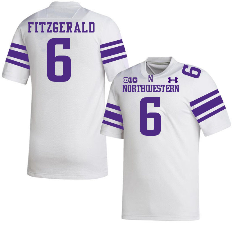 Northwestern Wildcats #6 Robert Fitzgerald College Football Jerseys Stitched-White